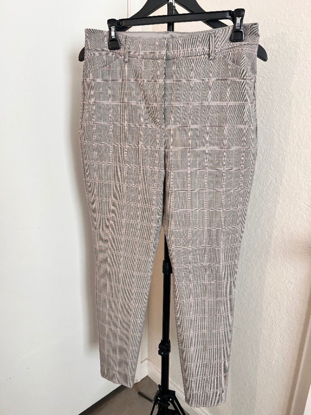 Express Editor Skinny Pants Grey Plaid Mid Rise Dress Trousers | Size 8R